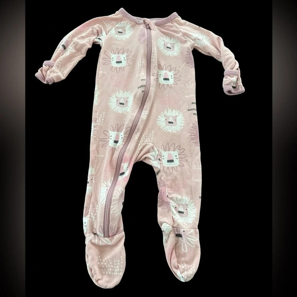 Bestaroo baby girls 0-3 months pastel pink Lion Zip Up Pajamas‎ Modal Sleeper